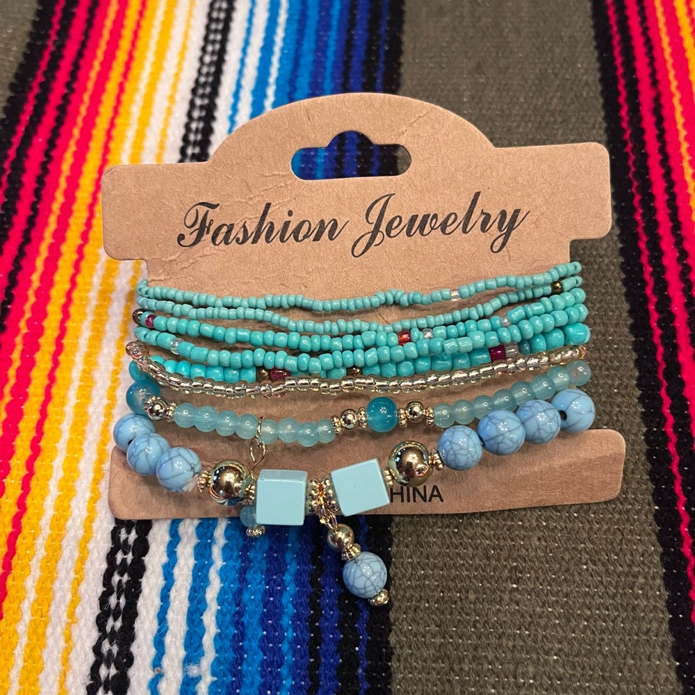 Teal beachy vacay or western vibe multi layer bracelet